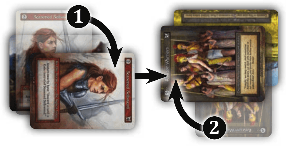 Amazon Warriors intercept the Seasoned Sellsword after it ends movement without attacking.