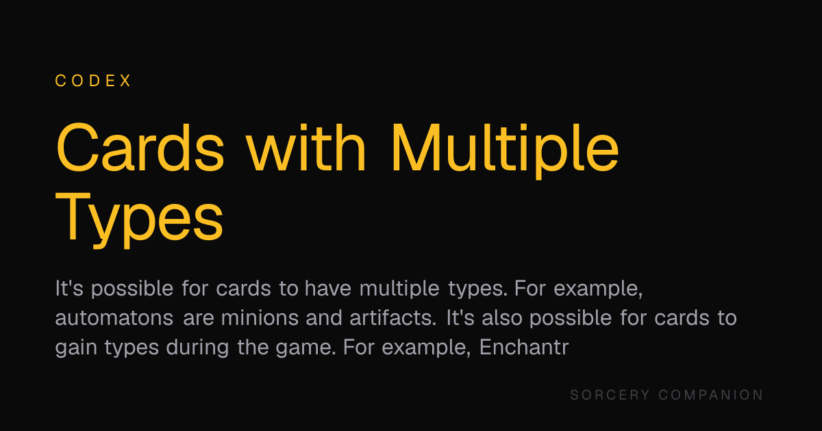 Cards with Multiple Types — Codex — Sorcery Companion