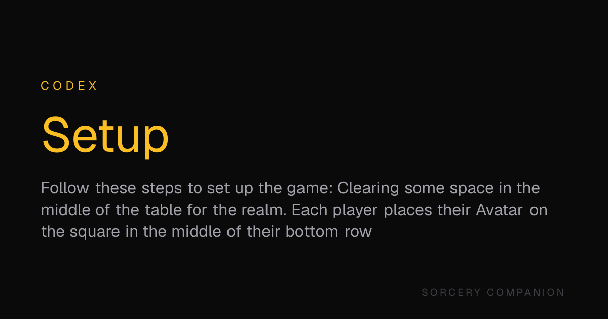 Setup — Codex — Sorcery Companion
